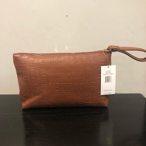 Steve Madden cognac T-bottom cosmetic bag - Picture 2 of 4
